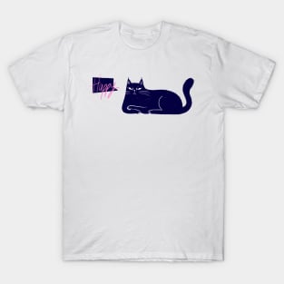 Blue not so happy cat T-Shirt